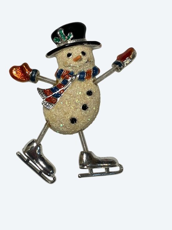 Danecraft Jewelry - DANECRAFT Snowman Trembler Brooch Wiggling Spring Arms Legs Silver Tone Vintage